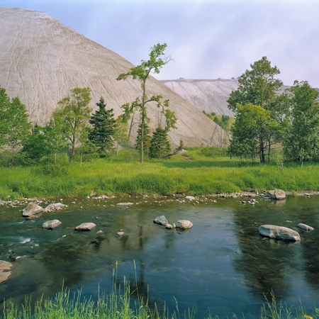 Halde et vue sur la rivière Bécancour